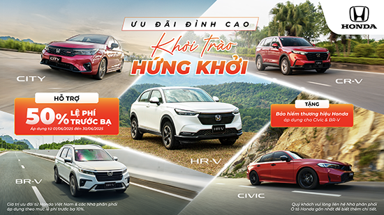 Ưu đãi cho khách hàng mua các dòng xe ô tô Honda trong tháng 6/2025